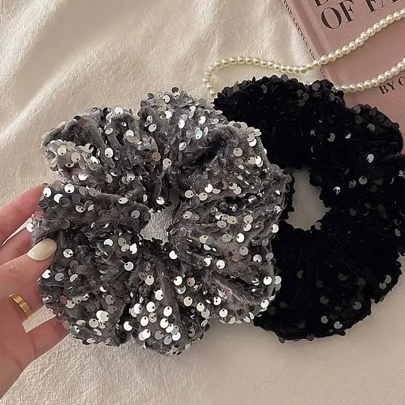 Sequin Fashion Exquisite Shiny Large Hair Loop Ponytail Holders Rubber Bands Hair Accessories For Women Party Hair Tie