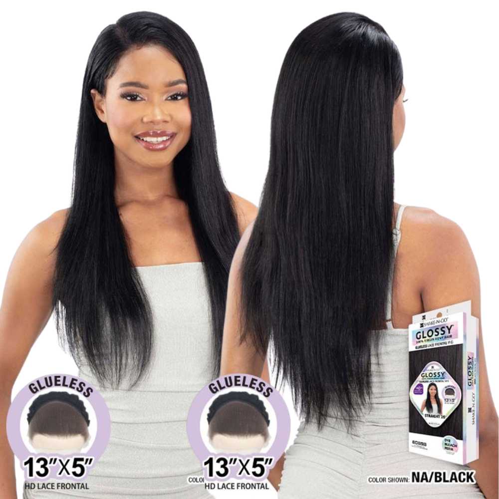 Shake-N-Go Glossy Human Hair Glueless Lace Frontal Wig - Straight 26"