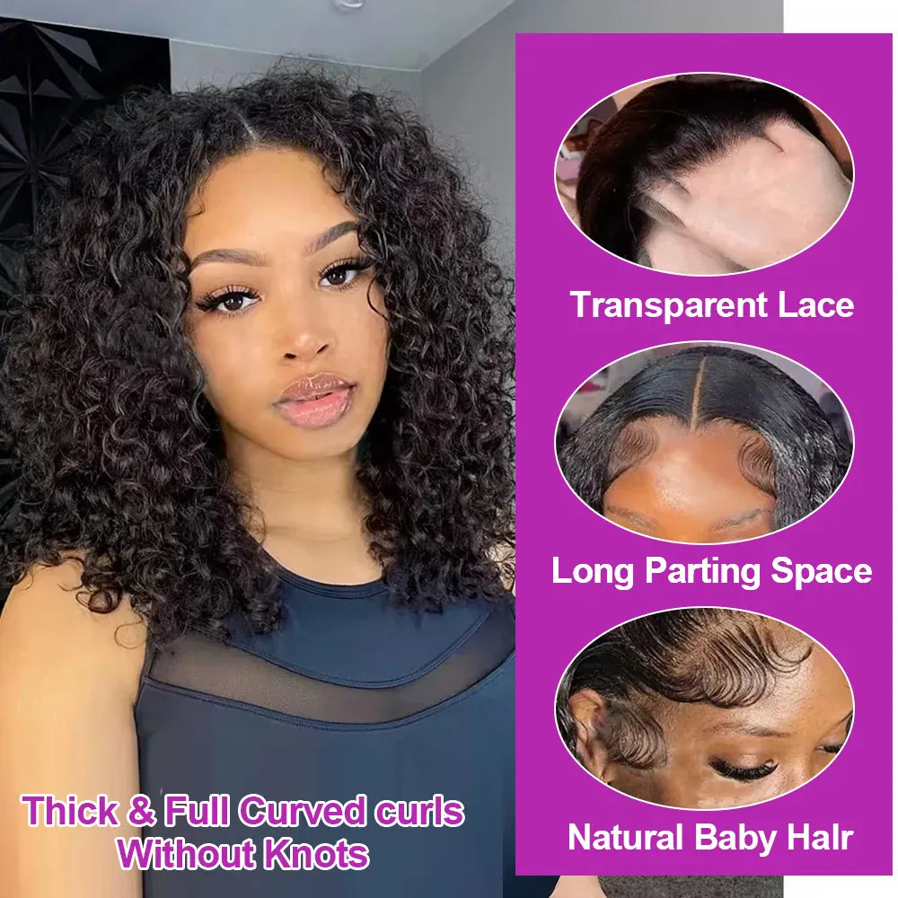 Short Bob Deep Water Wave 13x6 Hd Lace Frontal Wigs 7x5 Glueless Curly Wigs Human Hair Wig For Women 250% Density 14 16 Inch