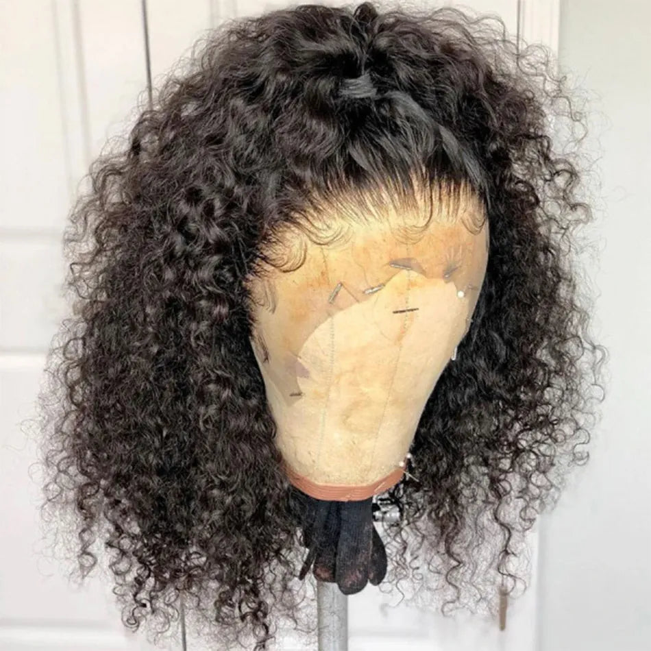 Kinky curly short bob lace front human hair wig for women, glueless style by HSF Marketplace