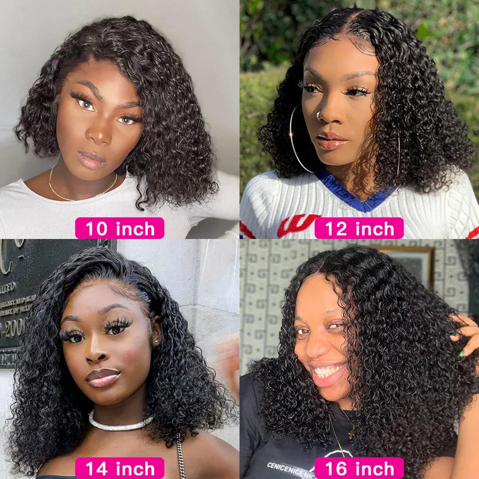 Short Curly Bob Human Hair Wigs For Women 13x4 Deep Water Curly Wave Lace Front Wig Glueless Curly Bob Wig Deep Wave Frontal Wig