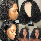 Short Curly Bob Wig Human Hair 13X4 Lace Front Wigs 180% Density Pre Plucked Deep Wave Wig For Black Women