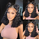 Short Curly Bob Wig Human Hair 13X4 Lace Front Wigs 180% Density Pre Plucked Deep Wave Wig For Black Women