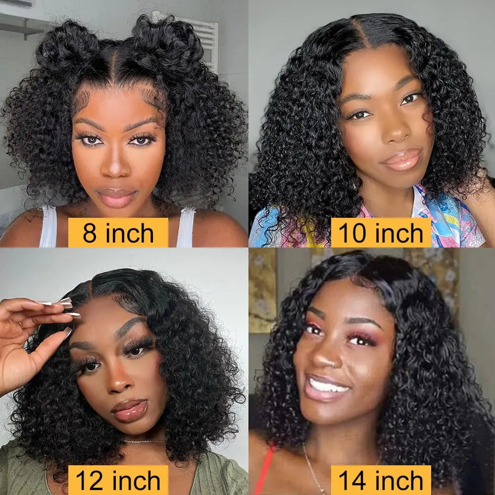 Short Curly Bob Wig Human Hair 13X4 Lace Front Wigs 180% Density Pre Plucked Deep Wave Wig For Black Women