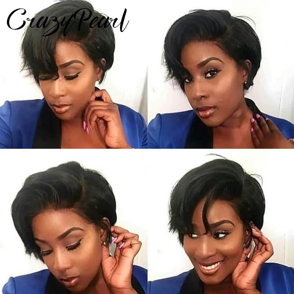 Short Lace Front Pixie Cut Wig Human Hair 13X4 Lace Frontal Wigs Natural Color Pixie Cut Wig Pre Plucked BOB Wig Human Hair