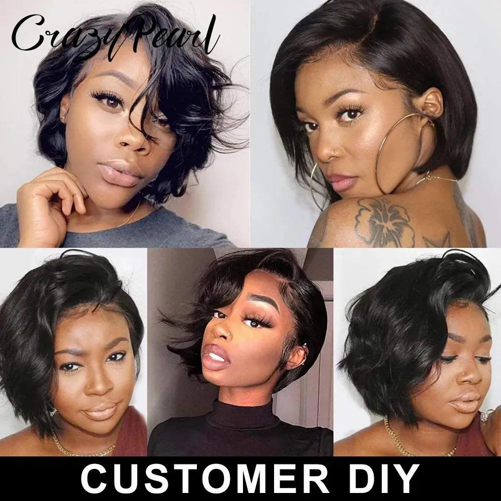 Short Lace Front Pixie Cut Wig Human Hair 13X4 Lace Frontal Wigs Natural Color Pixie Cut Wig Pre Plucked BOB Wig Human Hair