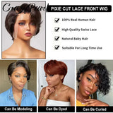 Short Lace Front Pixie Cut Wig Human Hair 13X4 Lace Frontal Wigs Natural Color Pixie Cut Wig Pre Plucked BOB Wig Human Hair