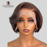 Short Pixie Cut Straight Bob Wig 13x4 Lace Front Human Hair Wigs Pre Plucked Pixie Cut Transparent Lace For Women #4