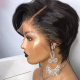 Short Pixie Cut Straight Bob Wig 13x4 Lace Front Human Hair Wigs Pre Plucked Pixie Cut Transparent Lace For Women #4