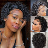Short Pixie Cut Wig Deep Wave 13x4 Lace Front Human Hair Wigs Curly 13x1 Lace Wigs Prepluck Brazilia Human Hair For Black Women