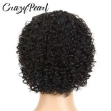 Short Water Wave Human Hair Bob Wigs with Bangs for Black Women 180% Density None Lace Wig Brazilian Virgin Hair Natural Black