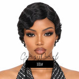 Short Wigs for Black Women Human Hair Ocean Finger Wave Pixie Cut Wig Human Hair Glueless Costume Wig No Glue Wig for Daily Use