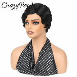 Short Wigs for Black Women Human Hair Ocean Finger Wave Pixie Cut Wig Human Hair Glueless Costume Wig No Glue Wig for Daily Use