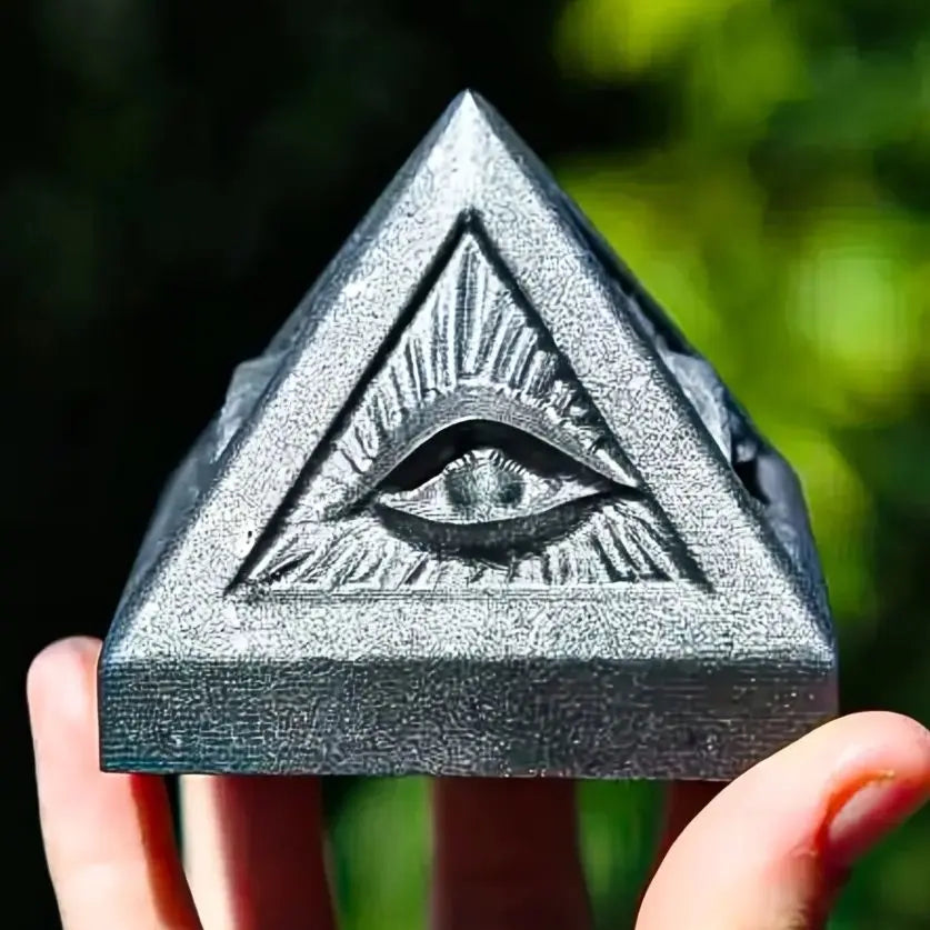 Shungite Pyramid Natural Crystals Ore Energy Eye Quartz Statue nergy Stones For Meditation Yoga Witch Home Fengshui