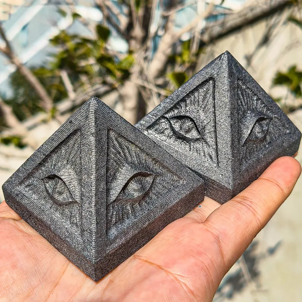 Shungite Pyramid Natural Crystals Ore Energy Eye Quartz Statue nergy Stones For Meditation Yoga Witch Home Fengshui