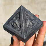 Shungite Pyramid Natural Crystals Ore Energy Eye Quartz Statue nergy Stones For Meditation Yoga Witch Home Fengshui