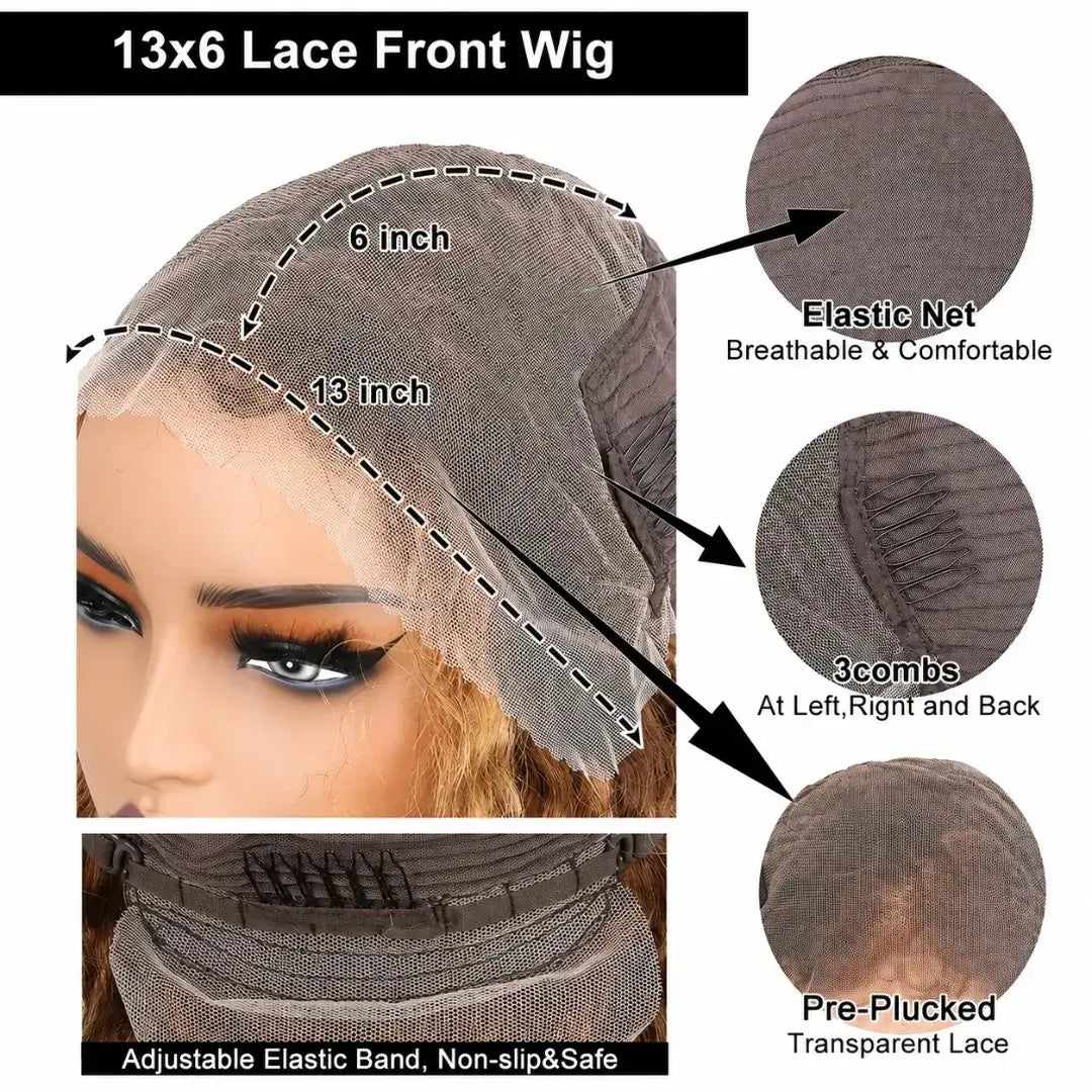 HD lace front wig by HSF Marketplace featuring straight Brazilian human hair, 13x6 lace, pre-plucked hairline, 16-38 inch, 200 density.