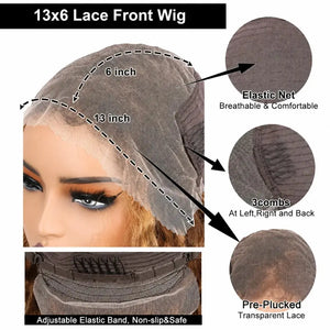 (Situation) 4/27 Highlight Straight Human Hair HD Lace Front Wig 13x6, Brazilian Hair, 16–38 Inch, 200% Density, Pre-Plucked
