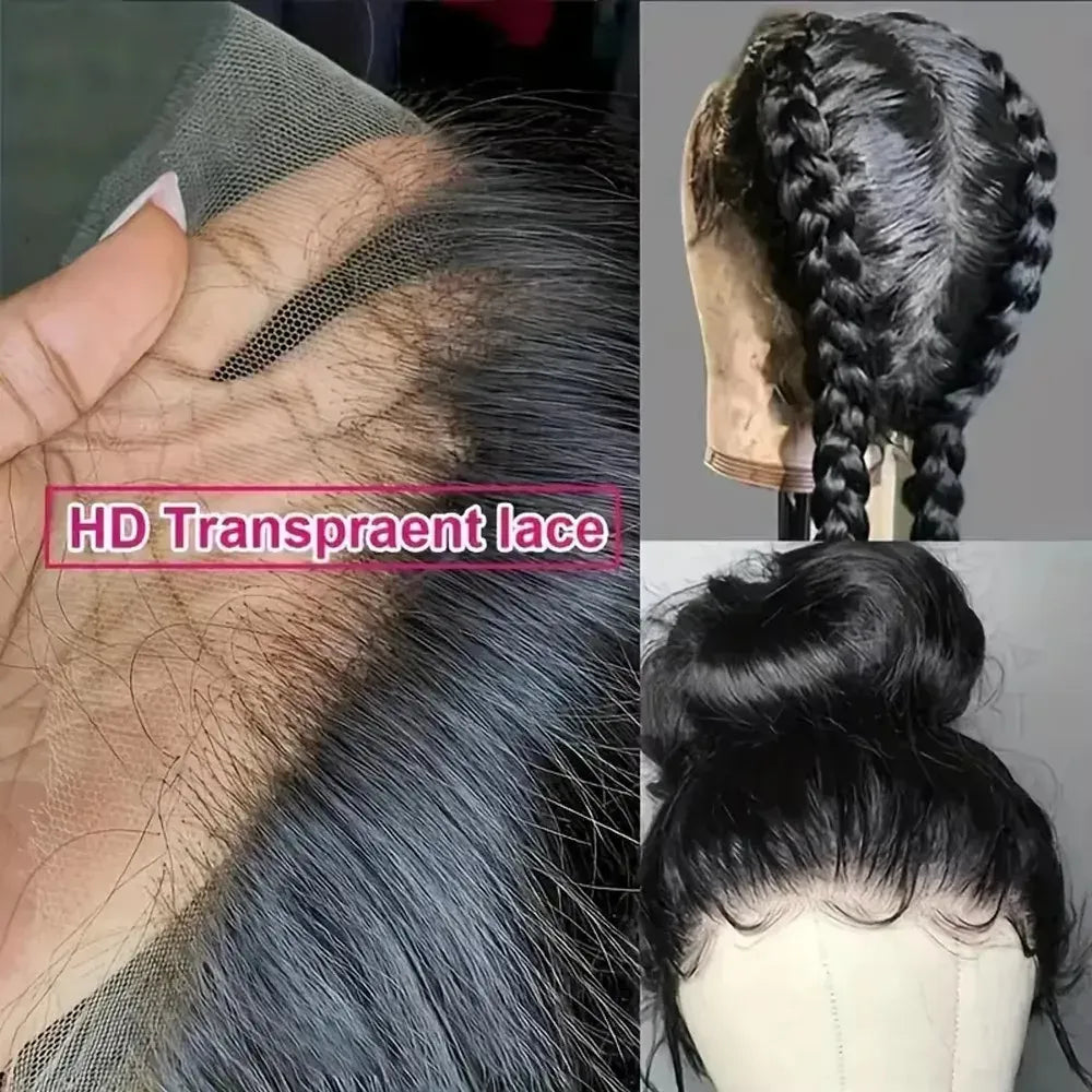 Smilegirl Invisible Strap 360 Full Lace Glueless Wig Human Hair Straight 13x4 HD Lace Front Wig Drawstring Natural Color 360 Hd Lace Frontal Wig