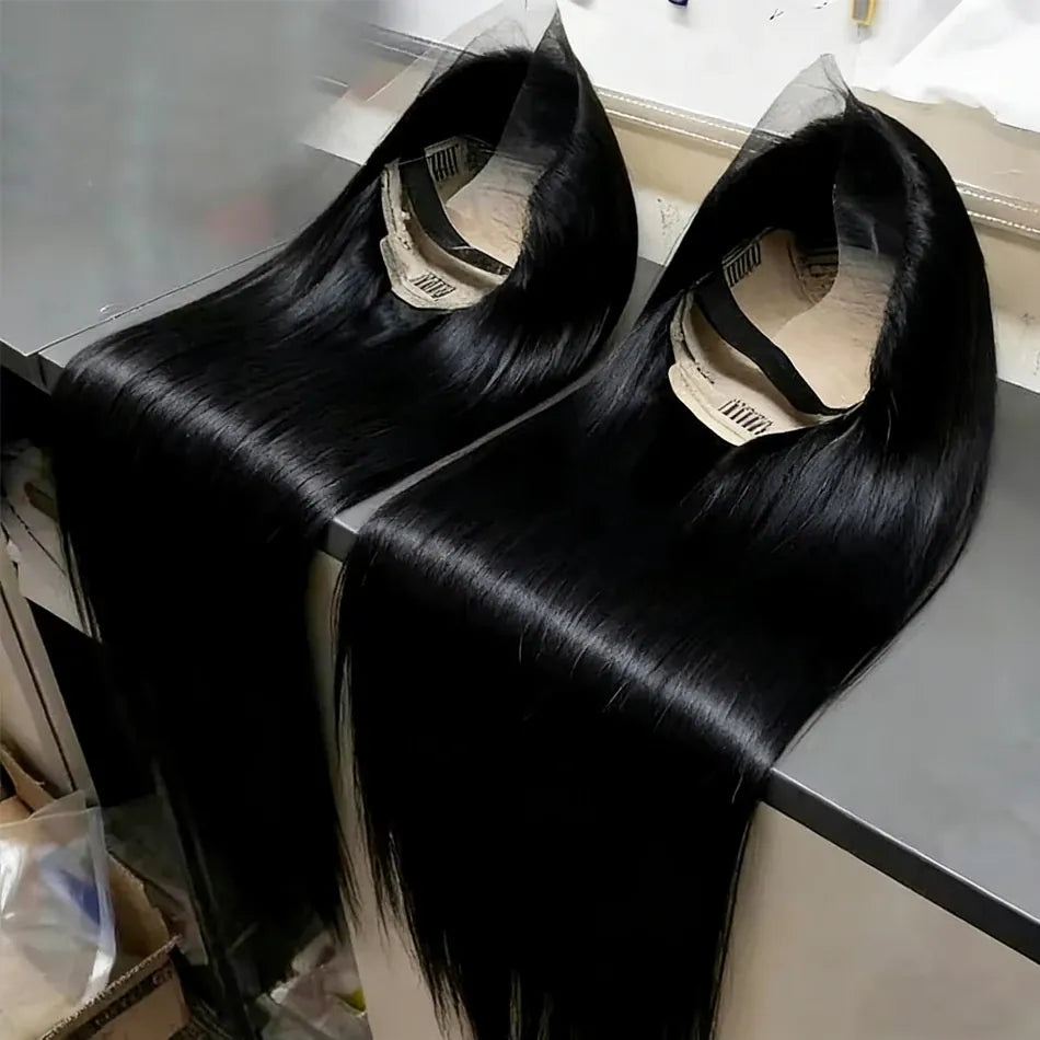 Smilegirl Invisible Strap 360 Full Lace Glueless Wig Human Hair Straight 13x4 HD Lace Front Wig Drawstring Natural Color 360 Hd Lace Frontal Wig