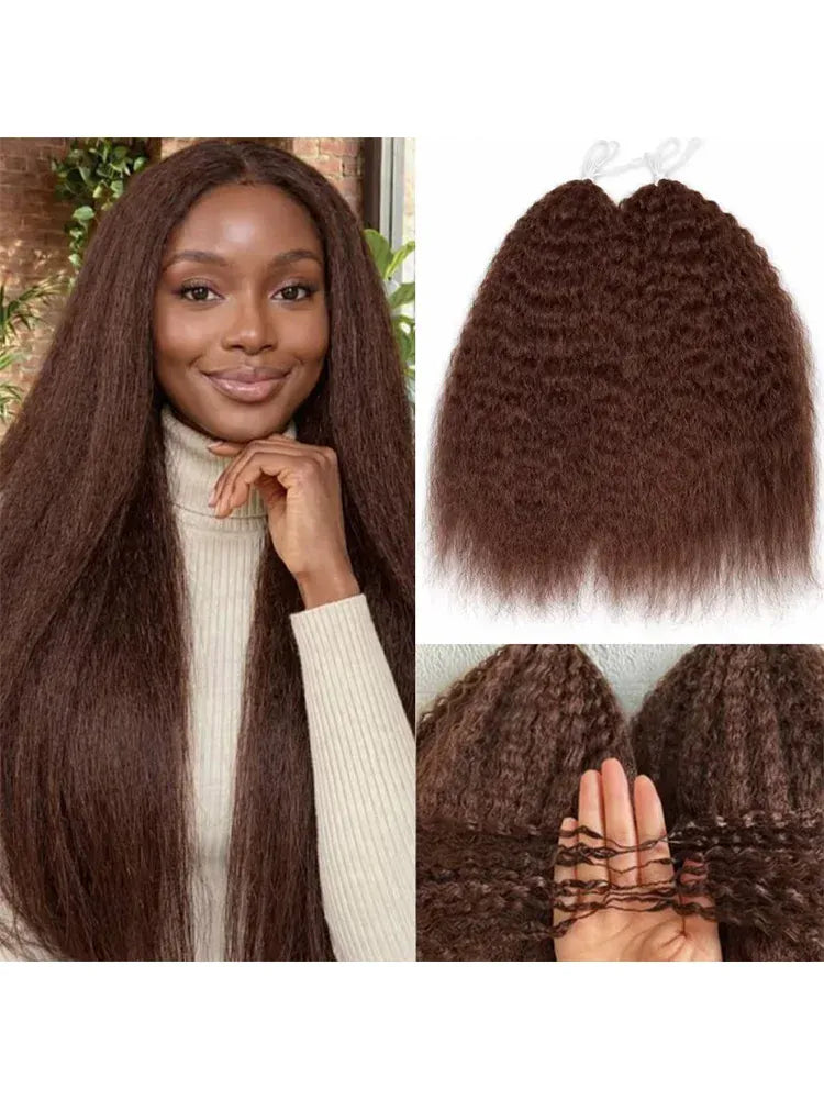Smilegirl Knotless Pre-Separated Crochet Hair Human Hair Extensions Kinky Straight Lightweight Durable Reusable Hair Bundles 10-30 Inches For Boho Braiding