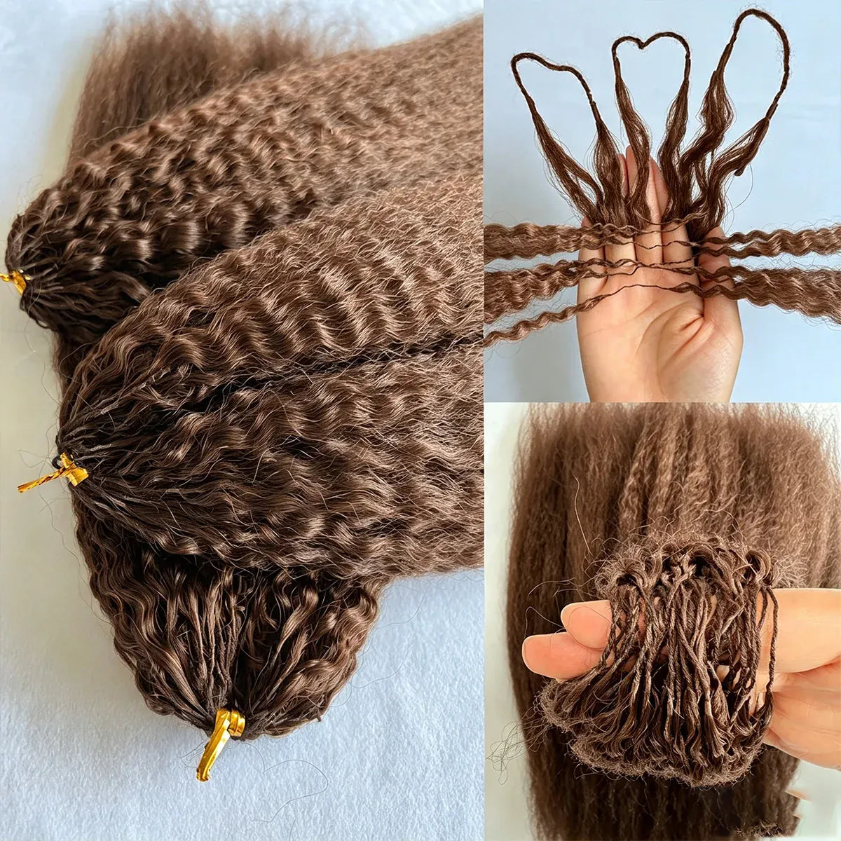 Smilegirl Knotless Pre-Separated Crochet Hair Human Hair Extensions Kinky Straight Lightweight Durable Reusable Hair Bundles 10-30 Inches For Boho Braiding