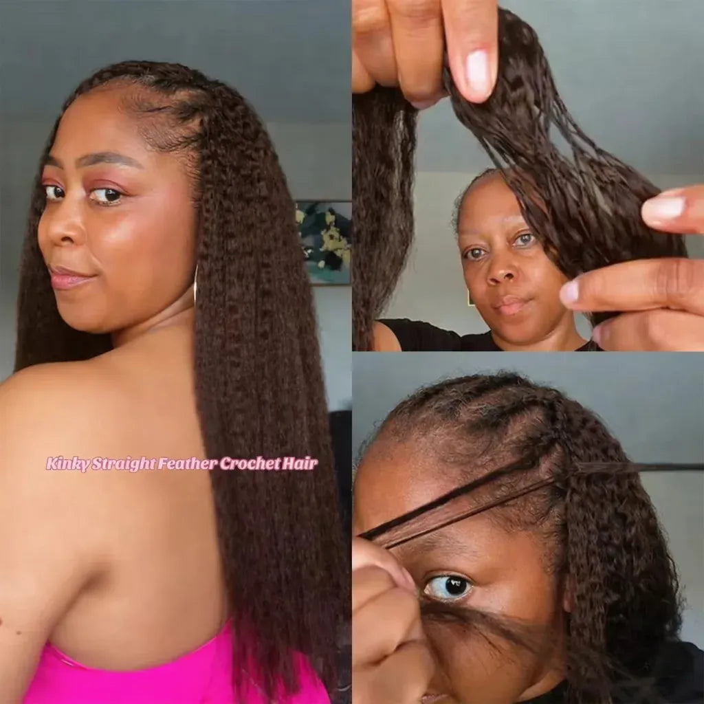 Smilegirl Knotless Pre-Separated Crochet Hair Human Hair Extensions Kinky Straight Lightweight Durable Reusable Hair Bundles 10-30 Inches For Boho Braiding