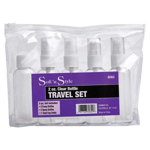 Soft 'N Style Clear 2 oz. Travel Bottle Set, 5 pc