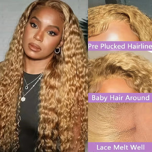 SoGreat 27 Honey Blonde Wig Human Hair 13x6 Curly Wigs Deep Wave Lace Front Wig 13x4 Water Wave Human Hair Wig Colored Brazilian