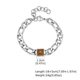 Somen Square Tiger Eye Stone Chain Bracelet For Men Stainless Steel Adjustable Chain Wristband Fashion Charm Jewelry Party Gifts