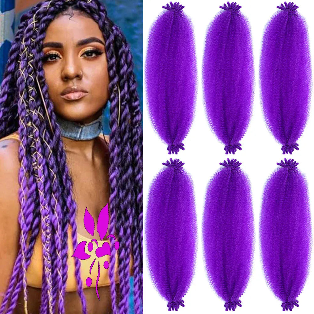 Springy Afro Twist Hair 24 Inch Synthetic Hair Extension,  Pre-Separated Marley twist Braiding Hair for Faux Locs Crochet Hair