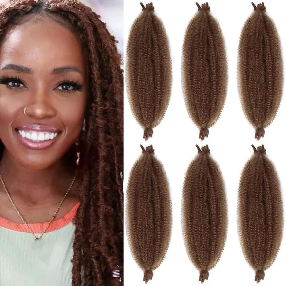 Springy Afro Twist Hair 24 Inch Synthetic Hair Extension,  Pre-Separated Marley twist Braiding Hair for Faux Locs Crochet Hair