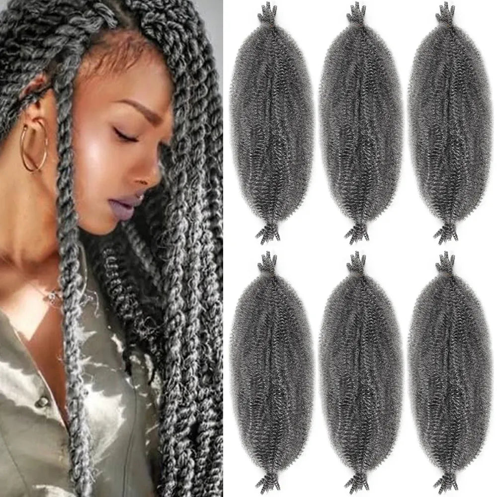 Springy Afro Twist Hair 24 Inch Synthetic Hair Extension,  Pre-Separated Marley twist Braiding Hair for Faux Locs Crochet Hair