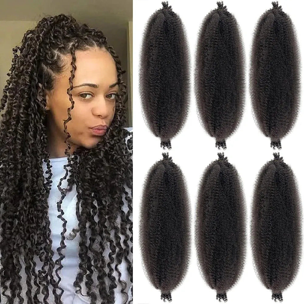 Springy Afro Twist Hair 24 Inch Synthetic Hair Extension,  Pre-Separated Marley twist Braiding Hair for Faux Locs Crochet Hair