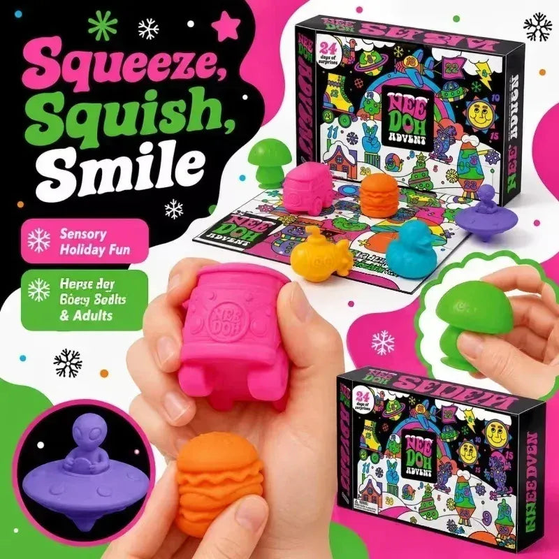 Squishy Fidget Christmas Countdown Advent Calendar 2026, Surprise Sensory Toys, Adult Holiday Party Favor Gift