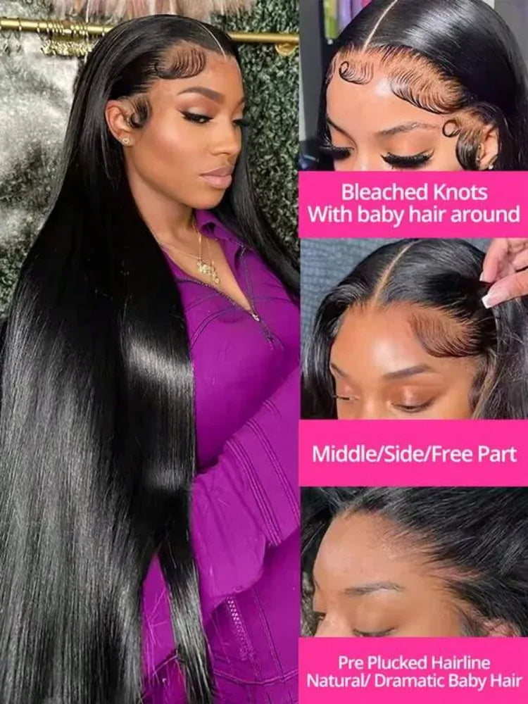 Straight 13X6 HD Transparent Lace Front Wigs 42 Inch 5x5 Glueless Wig Pre Plucked 13X4 Transparent Lace Wigs For Women Daily Wig