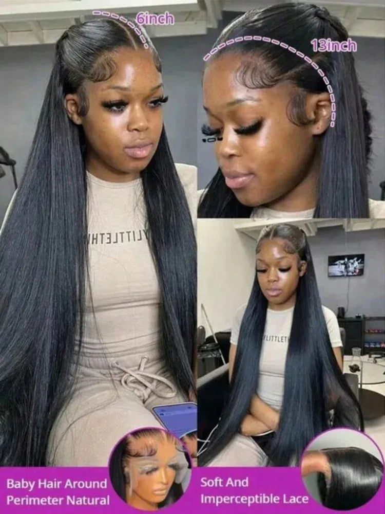 Straight 13X6 HD Transparent Lace Front Wigs 42 Inch 5x5 Glueless Wig Pre Plucked 13X4 Transparent Lace Wigs For Women Daily Wig