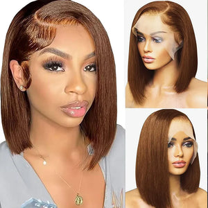 Straight Bob Human Hair HD Lace Front Wig 13x4, Glueless Pre-Plucked Pre-Cut Lace 99J