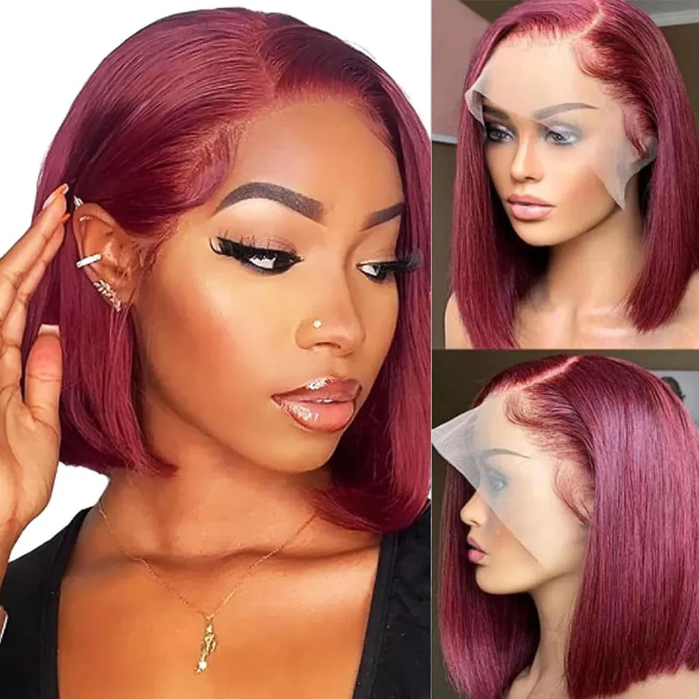Straight Bob Human Hair HD Lace Front Wig 13x4, Glueless Pre-Plucked Pre-Cut Lace 99J