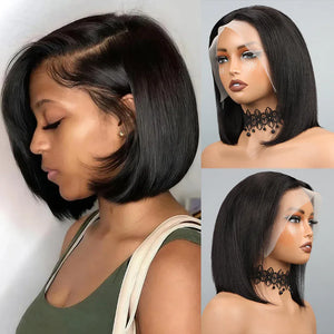 Straight Bob Human Hair HD Lace Front Wig 13x4, Glueless Pre-Plucked Pre-Cut Lace 99J