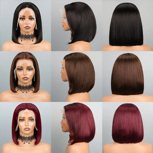 Straight Bob Human Hair HD Lace Front Wig 13x4, Glueless Pre-Plucked Pre-Cut Lace 99J