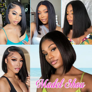 Straight Bob Human Hair HD Lace Front Wig 13x4, Glueless Pre-Plucked Pre-Cut Lace 99J