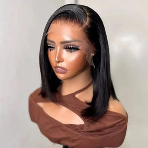 Straight Bob Human Hair HD Lace Front Wig 13x4, Peruvian Hair, Glueless, Pre-Plucked, 250% Density