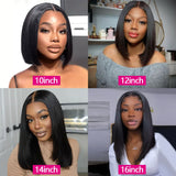 Straight Glueless Wig Human Hair Ready To Wear Short Bob Wigs For Women Transparent Pre Cut Human Hair Wigs Bleached Bye Bye Knots Natural Hairline 100% Human Hair Wigs For Women No Glue Cheap Wigs On Clearance Alianna 4x4 La
