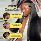 Straight Human Hair 13x6 13X4 Transparent HD Lace Front Wig 7x6 HD Lace Pre Plucked Wig 200 Density 40 42 Inches Natural Color Brazilian Hair Wig For Women Beginner Friendly Homgoss