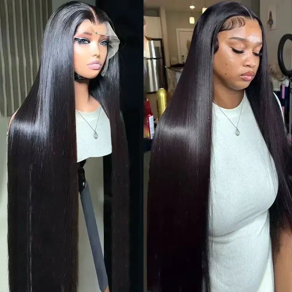 Straight Human Hair 13x6 13X4 Transparent HD Lace Front Wig 7x6 HD Lace Pre Plucked Wig 200 Density 40 42 Inches Natural Color Brazilian Hair Wig For Women Beginner Friendly Homgoss