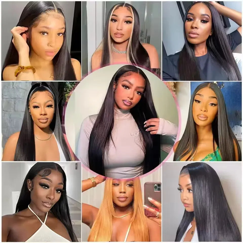Straight Human Hair 13x6 13X4 Transparent HD Lace Front Wig 7x6 HD Lace Pre Plucked Wig 200 Density 40 42 Inches Natural Color Brazilian Hair Wig For Women Beginner Friendly Homgoss
