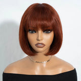 Straight Human Hair Wigs With Bangs Fringe Middle Part Bob Lace Wigs Realistic Scalp Brazilian Straight Bob Lace Wigs With Bangs