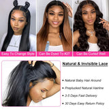 Straight Remy Human Hair Wig, 200% Density, Pre-Plucked HD Lace – 13x4, 13x6, 5x5 Closure or 360 Lace