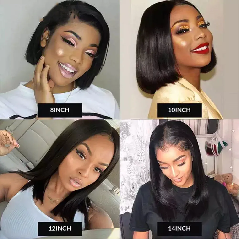 Straight Short Bob Human Hair Lace Closure Wigs For Women BoB Bob Wig Lace Front Human Hair Wigs HD Transparent Lace Frontal Wig